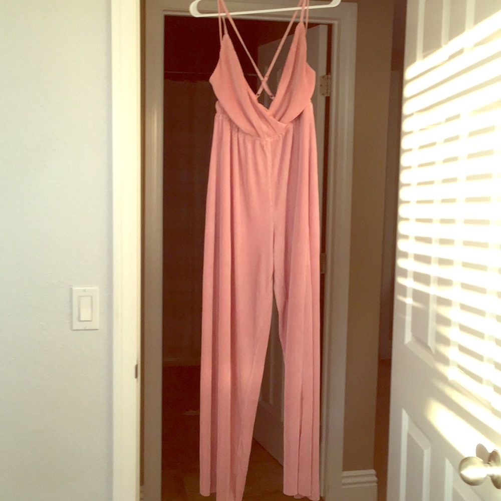 Pink Textured Jumpsuit